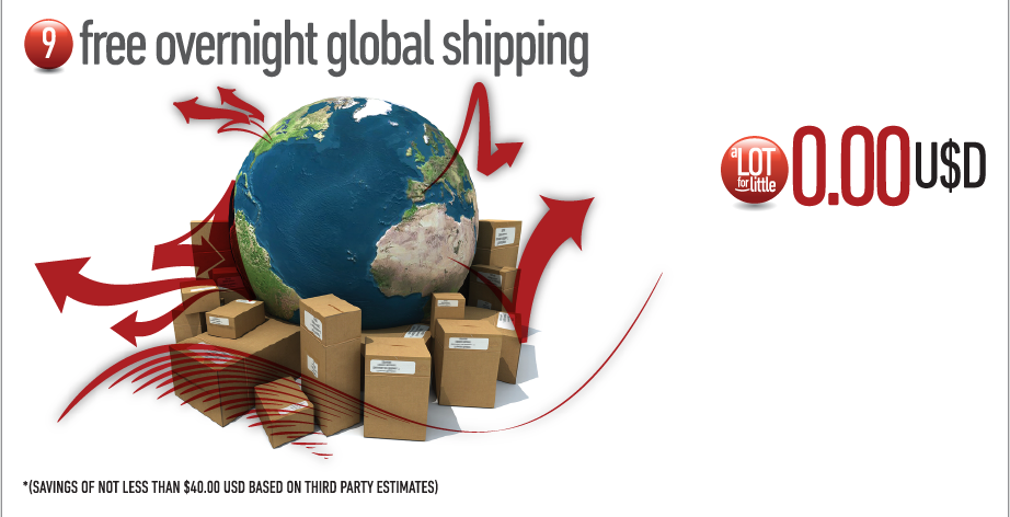 8. Free overnight global shipping
